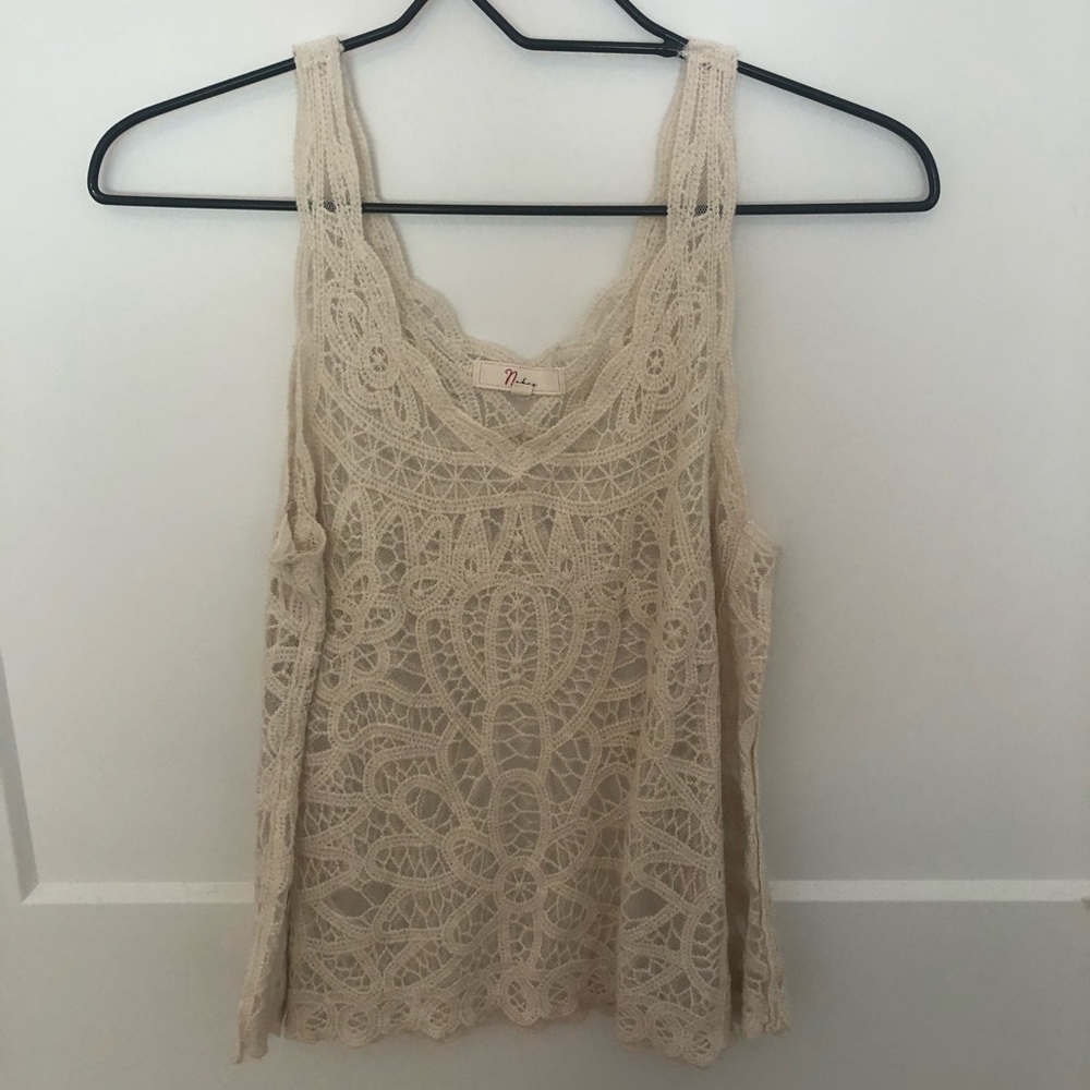 CREAM SWIM COVER UP TANK